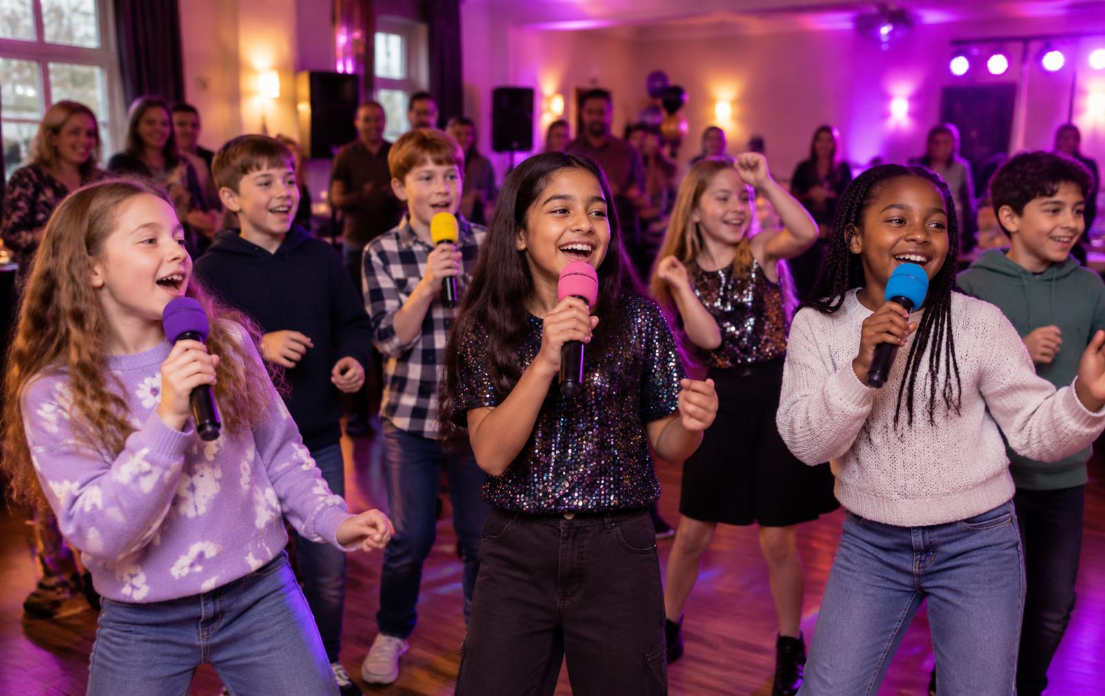 Children enjoying a karaoke party